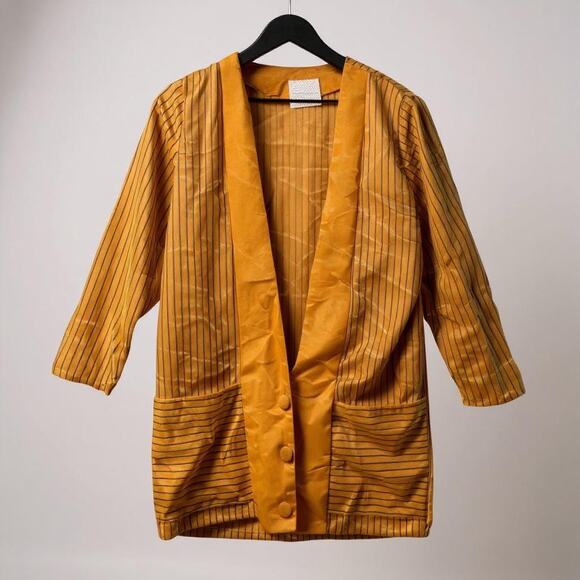 Saintmain Orange Striped Lightweight Drape Cardigan Jacket Vintage Size M - Picture 1 of 9